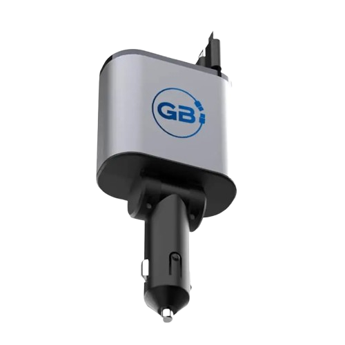 a black charger that plug into a car cigarette lighter socket